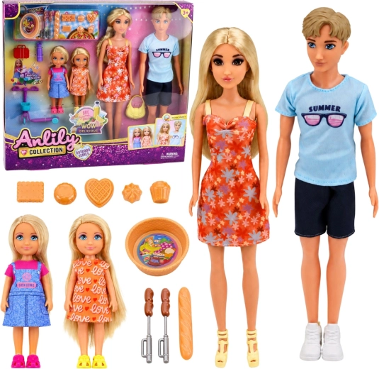Anlily ensemble de poupées famille avec accessoires de pique-nique