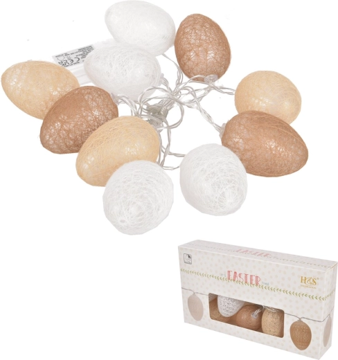 Œufs de Pâques décoratifs LED en liber 10 pcs 4 × 6 cm
