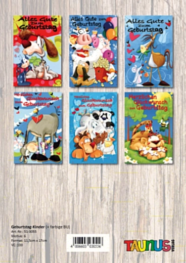 Cartes d’anniversaire pour enfants - 100 pcs, 6 motifs
