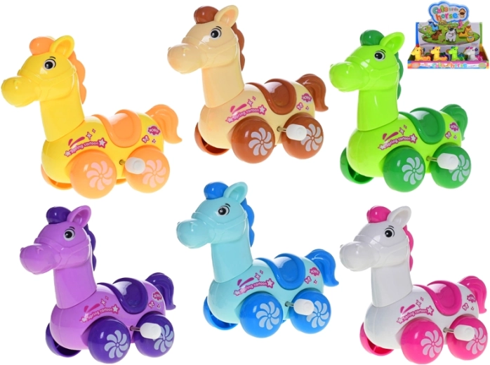 Cheval en plastique à remontoir 9 cm pour tout-petits