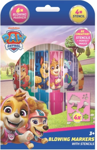Feutres à souffler avec pochoirs pour filles Paw Patrol, 6 pcs