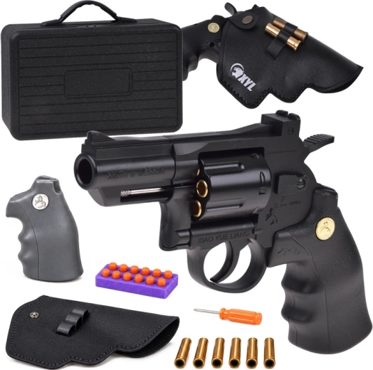 Revolver pour enfants avec pièces interchangeables dans une mallette