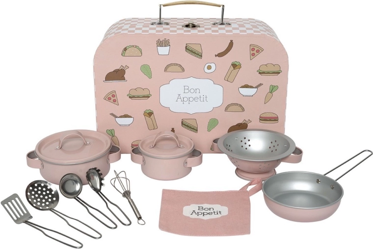 Jabadabado set de cuisine pour enfants avec ustensiles dans une valisette rose - 1 pièce