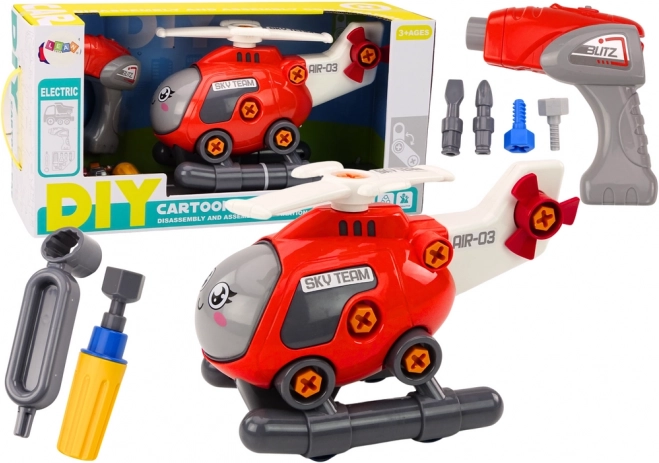 Hélicoptère à visser pour enfants à assembler – rouge