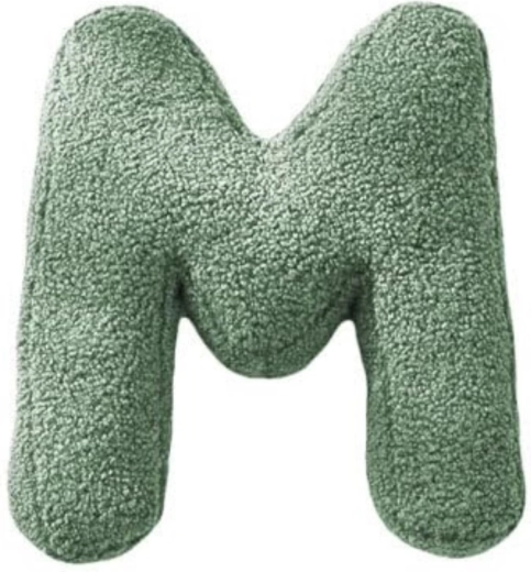 Lettre en peluche Mealini M verte - 1 pièce