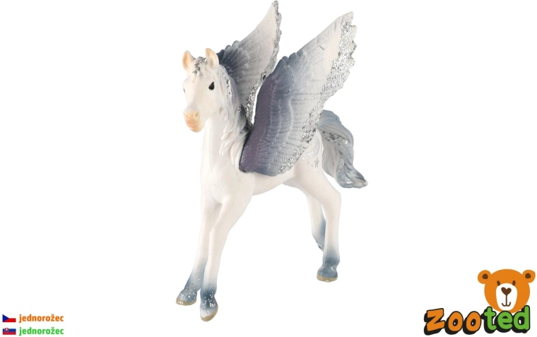Poulain licorne ailé blanc-gris 11 cm - 1 pièce