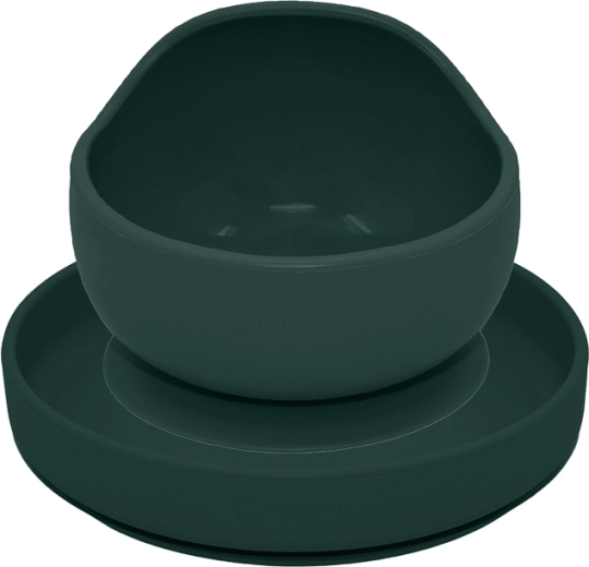 Set de repas en silicone PETITE&MARS TAKE&MATCH, assiette et bol, Misty Green, 6m+