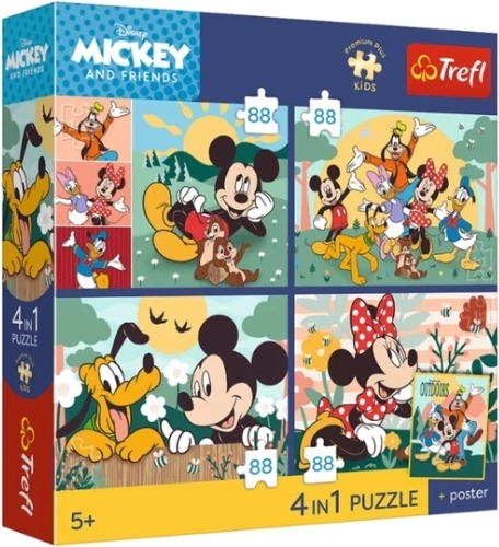 Puzzle Trefl Premium Plus Kids Souris Mickey – « Razem z przyjaciółmi » 4×88 pièces