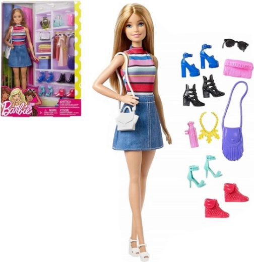 Poupée Barbie avec chaussures et armoire