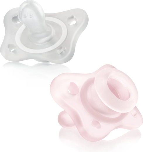 Chicco Physioforma Mini Soft tétine tout silicone 0–2 mois pour filles, 2 pcs