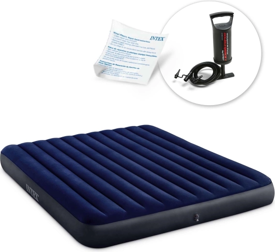 Matelas gonflable INTEX 203 × 183 × 25 cm avec pompe à piston
