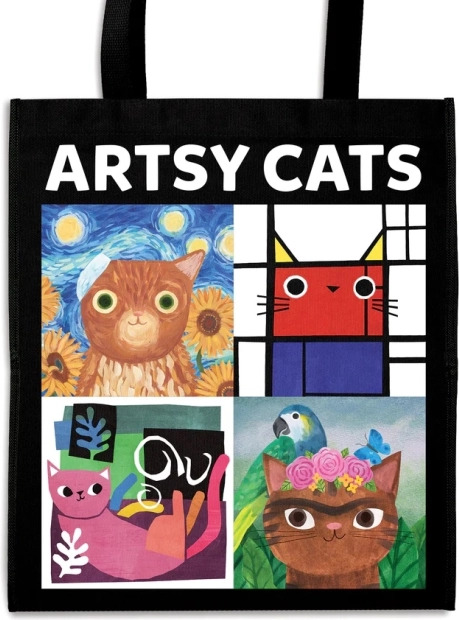 Mudpuppy Chats artistiques — sac de courses réutilisable