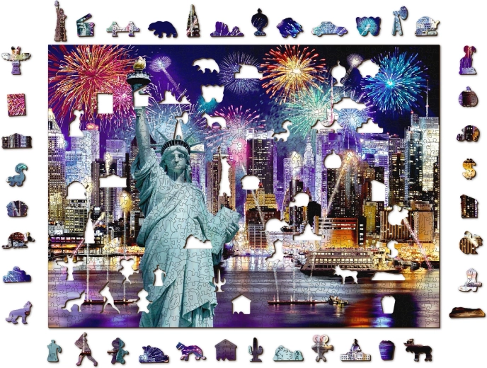 Puzzle en bois New York de nuit 2-en-1