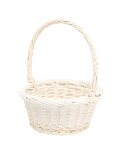 Panier en rotin blanc avec anse 25 × 25 × 12/31 cm