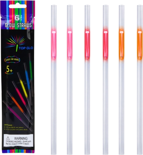 Pailles fluorescentes lumineuses pour l’obscurité, 6 pcs
