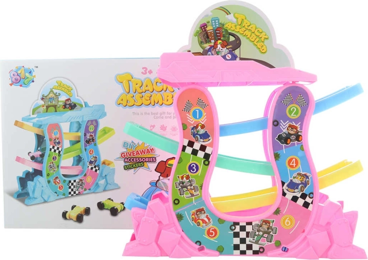 Circuit de course à étages avec voitures basculantes (4 pcs)
