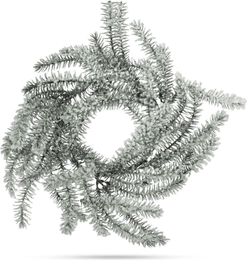 Couronne de Noël verte enneigée de 27 cm