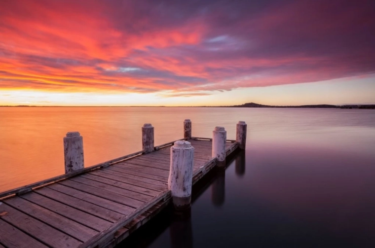 Peinture diamant – jetée sur le lac Illawarra 30 × 40 cm