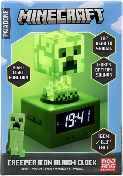 Réveil Minecraft Creeper avec veilleuse 16 cm