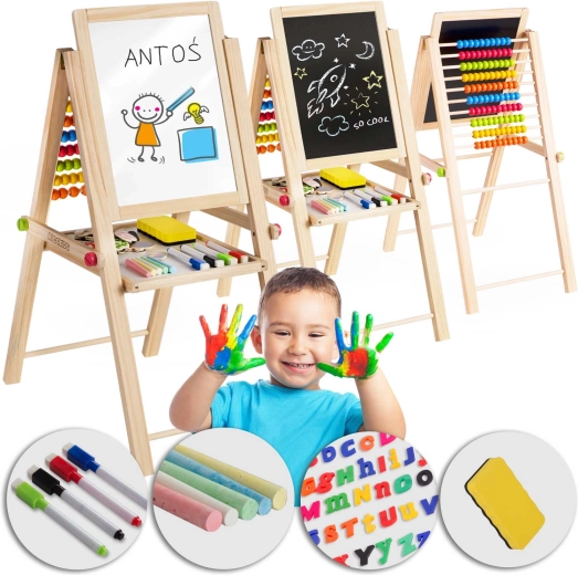 Tableau pliable magnétique et à craie pour enfants Ricokids avec boulier