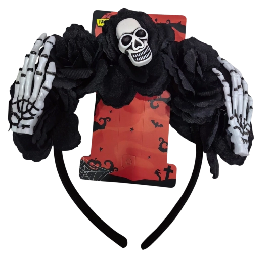 Serre-tête Halloween avec crâne et roses