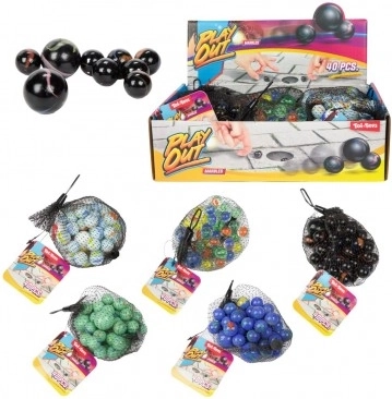 Ensemble de billes en verre 40 pcs de différentes couleurs en filet