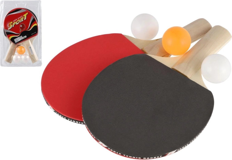 Set de tennis de table Sport – 2 raquettes en bois et 3 balles