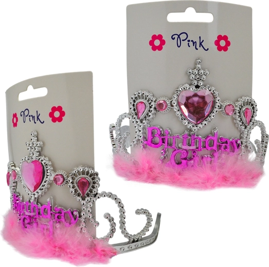 Serre-tête Happy Birthday avec plumes roses