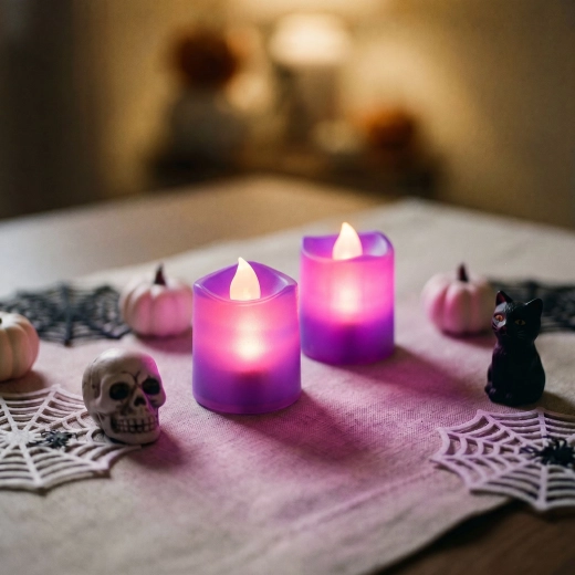 Bougies LED violettes pour Halloween, 2 pièces