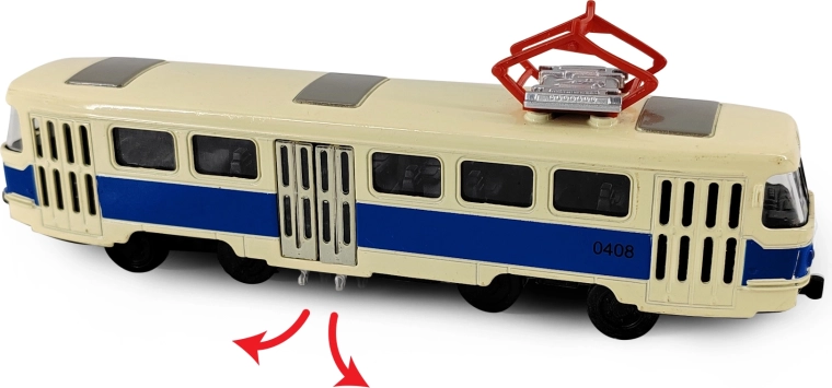 Tramway rétro métallique T3 bleue 16 cm