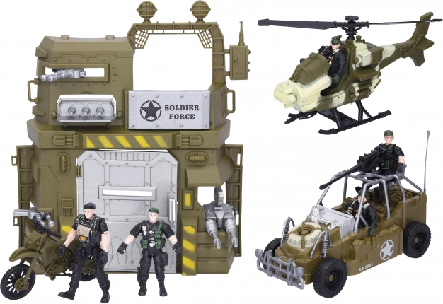 Set militaire avec voiture et hélicoptère pour enfants