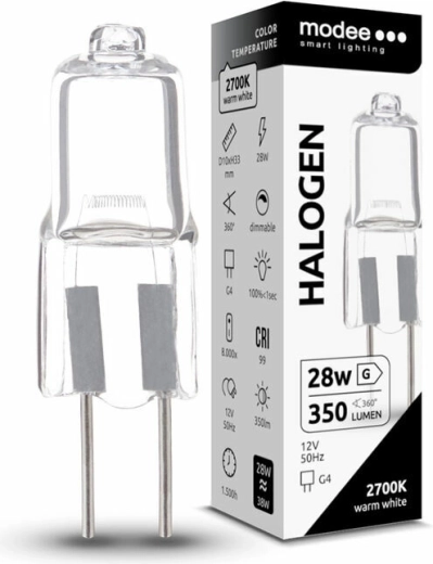 Modee ECO ampoule halogène G4 28 W, 350 lm, blanc chaud, dimmable