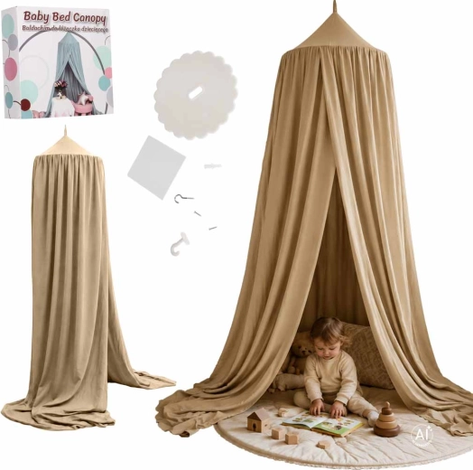 Ciel de lit enfant bohème beige
