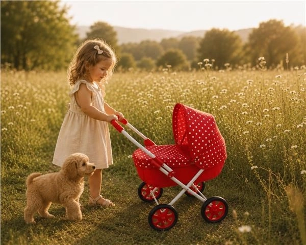 New Baby poussette pour poupées Anička rouge