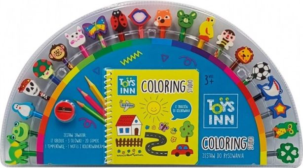 Crayons avec gommes et livre de coloriage