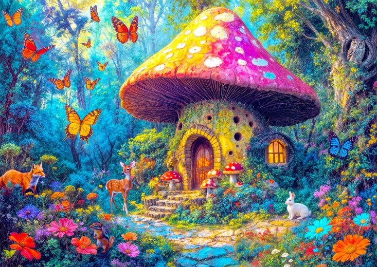 Puzzle Enjoy Chaumière champignon 1000 pièces