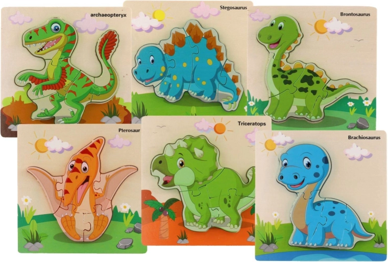 Puzzle à encastrer en bois avec dinosaures - 1 pièce
