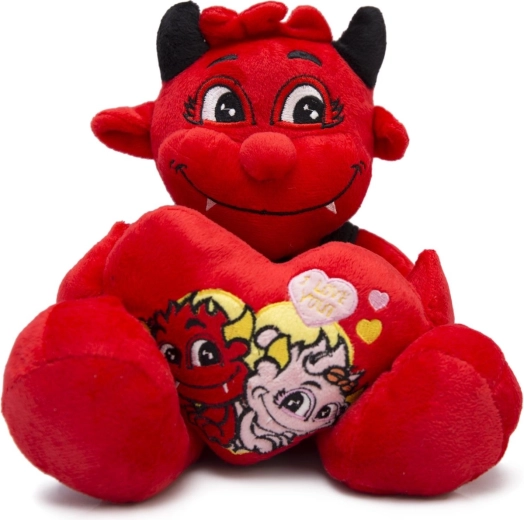 Petit diable en peluche avec un cœur 20 cm - 1 pièce
