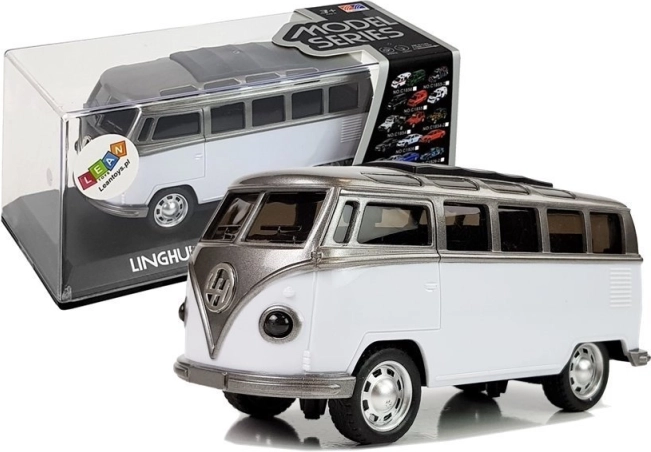 Autobus à friction avec éclairage et sons à piles – blanc