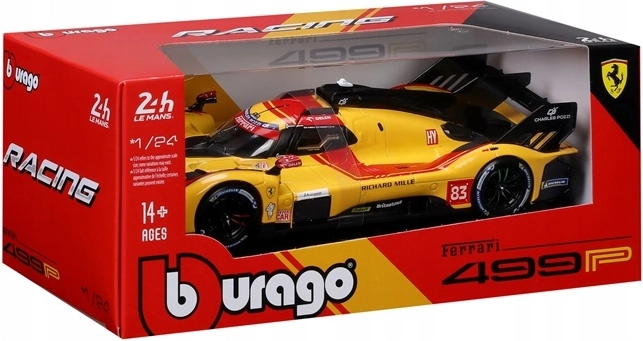 BBU Ferrari Racing 499P Le Mans modèle de voiture jaune 1:24
