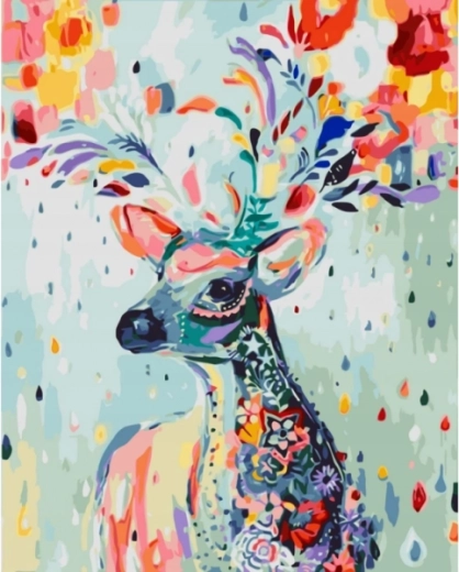 Peinture par numéros sur toile encadrée 40 × 50 cm – cerf coloré