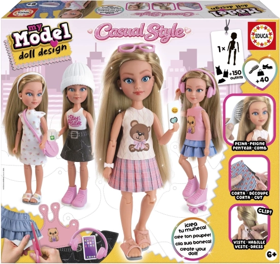 Educa My Model Doll Design – kit créatif de création de poupée, style décontracté