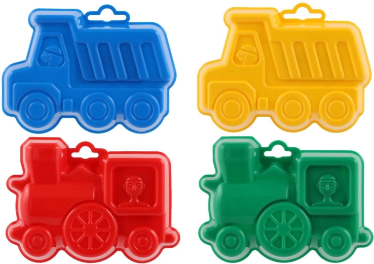 Moules en plastique pour sable, gâteaux de sable 13 cm, 4 couleurs