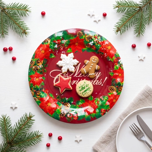 Assiette en plastique de Noël Merry Christmas 37,5 cm