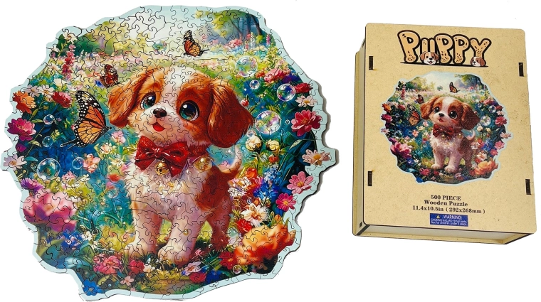 Puzzle en bois – chiot joueur