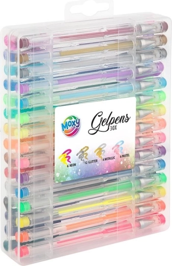Set de stylos gel Moxy en boîte, 30 couleurs