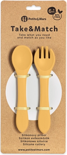 Petite&Mars couverts en silicone take&match ocre intense 6m+