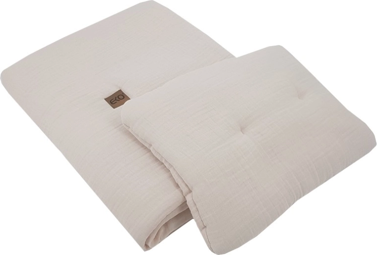 Ensemble de lit en mousseline EKO, 2 pièces, beige (30 × 40 cm, 75 × 100 cm)