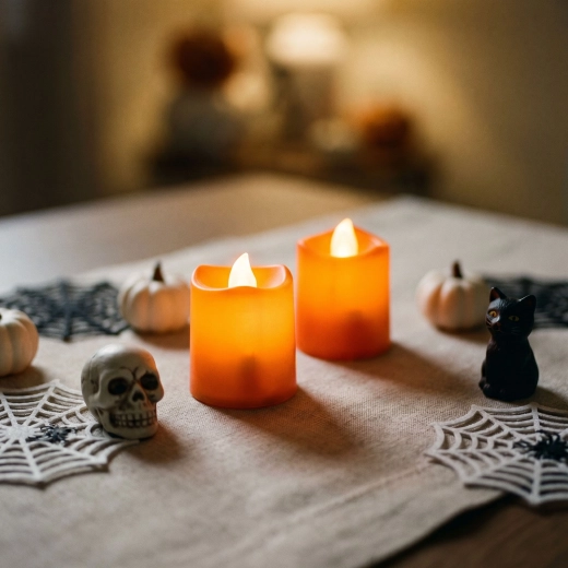 Bougies LED lumineuses d’Halloween orange, 2 pièces