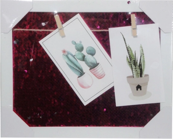 Cadre photo à paillettes 23 × 28 cm avec corde et pinces